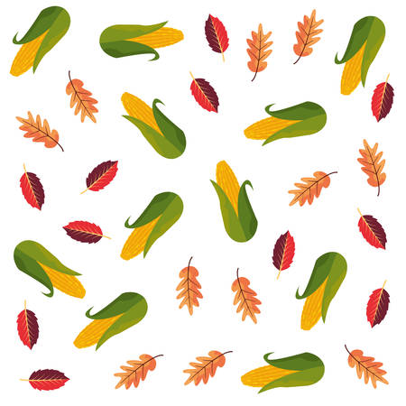 corn and leaves autumn decoration background vector illustrationのイラスト素材