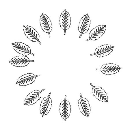 wreath floral leaves foliage white background vector illustrationのイラスト素材