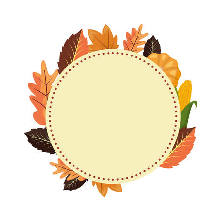 sticker circle decoration leaves background vector illustrationのイラスト素材