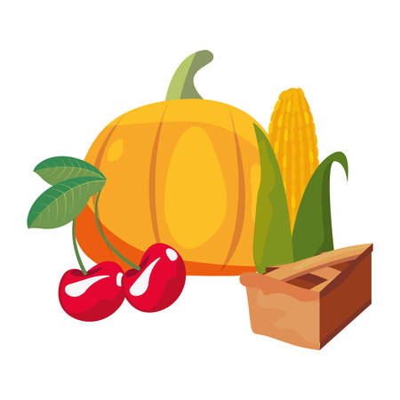 pumpkin cherries and cake corn vector illustration vector illustrationのイラスト素材