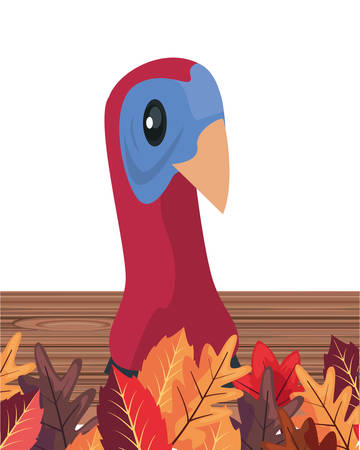 thanksgiving turkey leaves wooden background vector illustration vector illustrationのイラスト素材