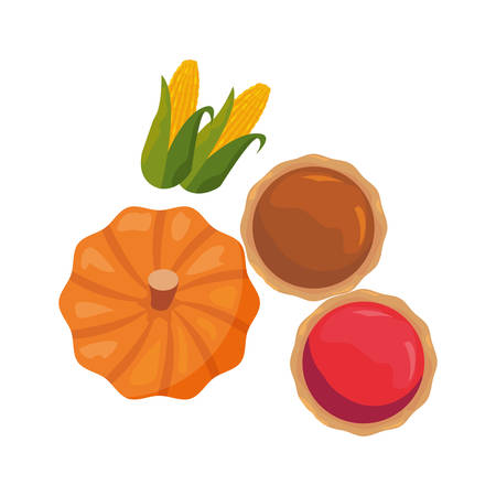thanksgiving pumpkin cake corn cob vector illustration vector illustrationのイラスト素材
