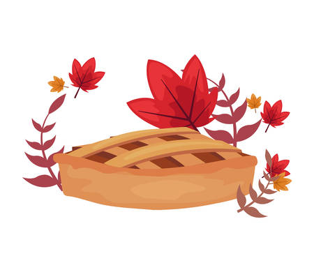 cake cherries leaves thanksgiving celebrate vector illustrationのイラスト素材