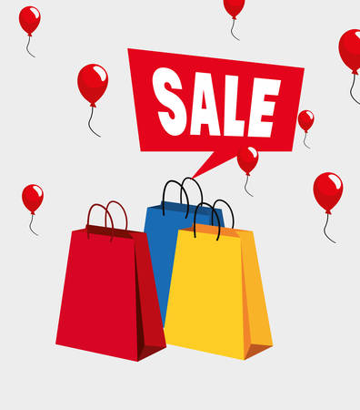 sale colors shopping bags balloons vector illustrationのイラスト素材