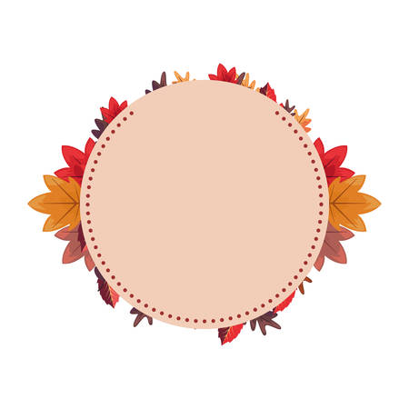 sticker circle decoration leaves background vector illustration vector illustrationのイラスト素材