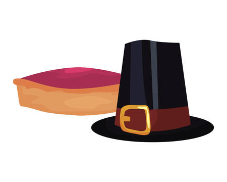 pilgrim hat and cake happy thanksgiving celebrate vector illustrationのイラスト素材