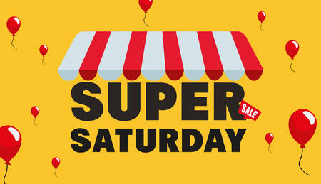 super saturday sale store balloons vector illustrationのイラスト素材