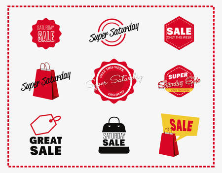 super saturday sale stickers bags offer discount vector illustrationのイラスト素材