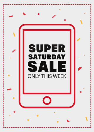 super saturday sale smartphone technology confetti vector illustrationのイラスト素材