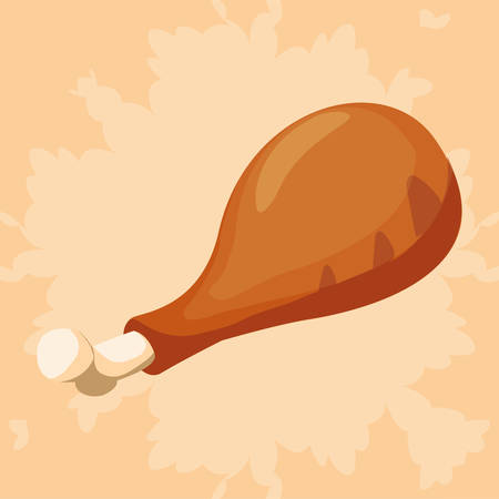 chicken thigh icon over orange background, vector illustrationのイラスト素材