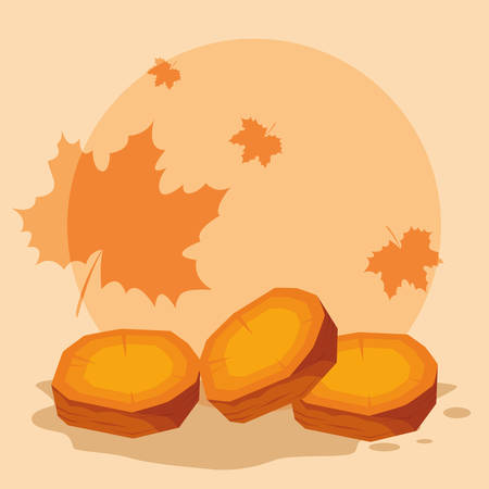 sweet potatoes slices over orange background, vector illustrationのイラスト素材