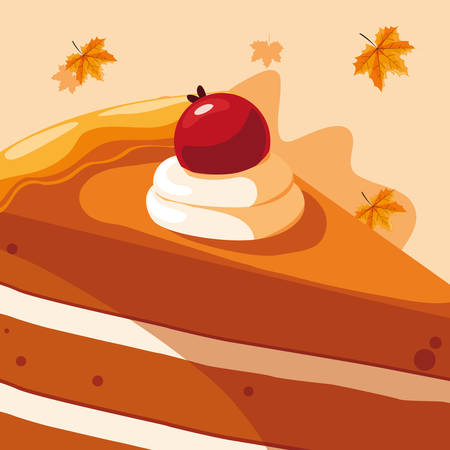 piece of cake over orange background, vector illustrationのイラスト素材