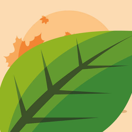 leaf icon over orange background, vector illustrationのイラスト素材