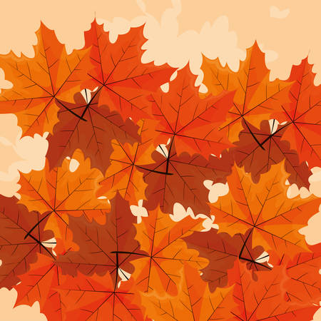 dry leaves over orange background, vector illustrationのイラスト素材
