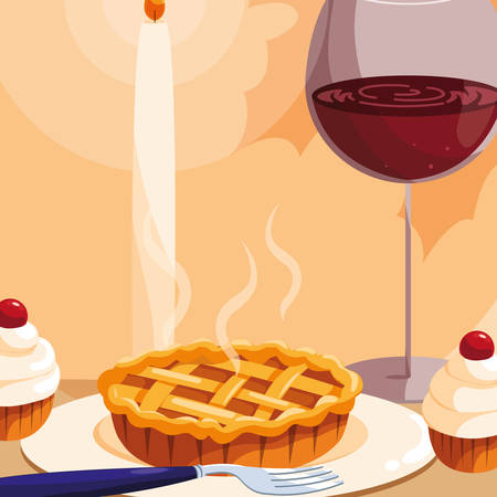 Apple pie icon over white background, vector illustrationのイラスト素材