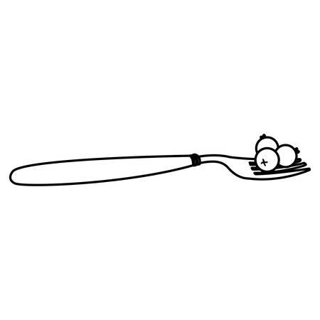 fork with cranberry over white background, vector illustrationのイラスト素材