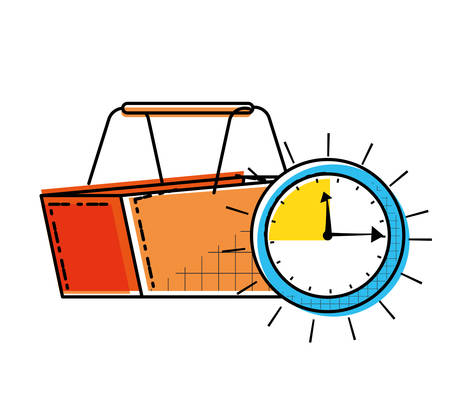 shopping basket with clock time vector illustration designのイラスト素材