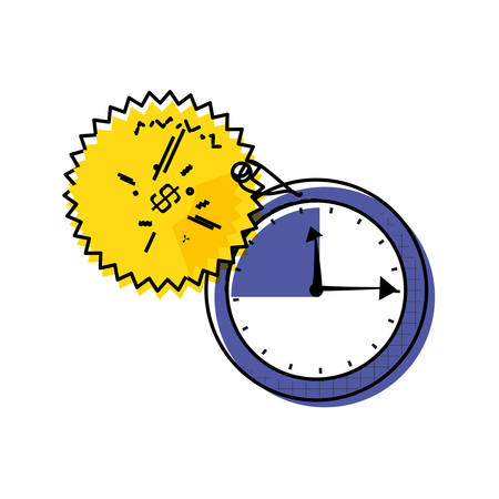 clock time with commercial tag hanging vector illustration designのイラスト素材