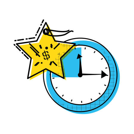 clock time with commercial tag hanging vector illustration designのイラスト素材