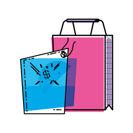 shopping bag with commercial tag hanging vector illustration designのイラスト素材