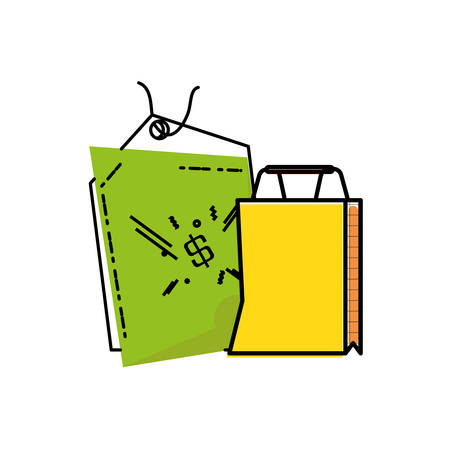 shopping bag with commercial tag hanging vector illustration designのイラスト素材