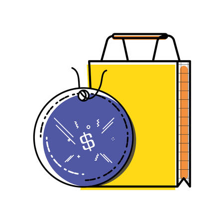 shopping bag with commercial tag hanging vector illustration designのイラスト素材