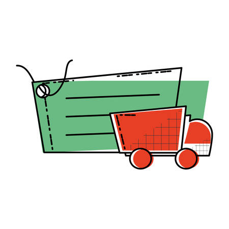 delivery service truck with commercial tag hanging vector illustration designのイラスト素材