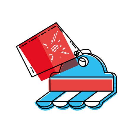 parasol store with commercial tag hanging vector illustration designのイラスト素材