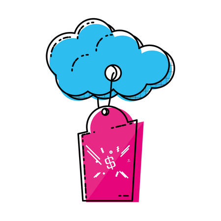 cloud sky with commercial tag hanging vector illustration designのイラスト素材