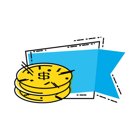 pile coins dollar with commercial tag vector illustration designのイラスト素材