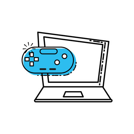 laptop computer with control game vector illustration designのイラスト素材