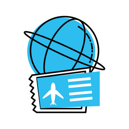 sphere browser with ticket airplane vector illustration designのイラスト素材