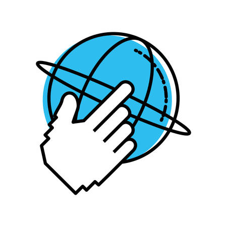 sphere browser with hand cursor touching vector illustration designのイラスト素材
