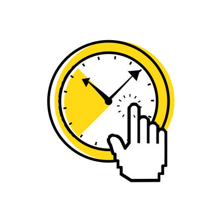 watch time with hand cursor touching vector illustration designのイラスト素材