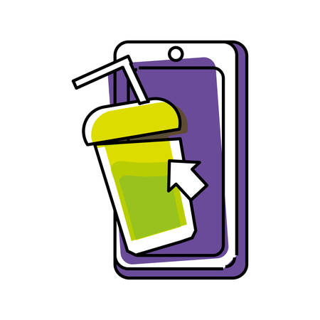 smartphone with bottle beverage vector illustration designのイラスト素材