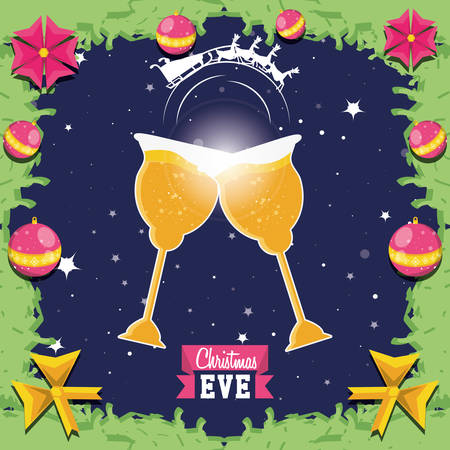 wine cups toast christmas celebration vector illustration designのイラスト素材
