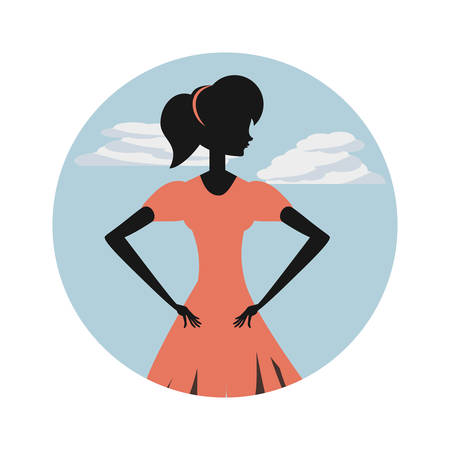 woman silhouette retro style vector illustration designのイラスト素材