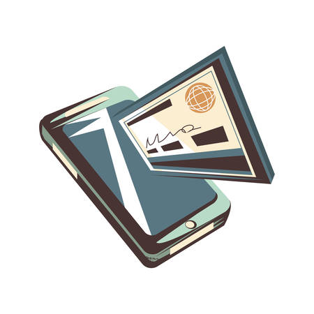 smartphone wih credit card vector illustration designのイラスト素材
