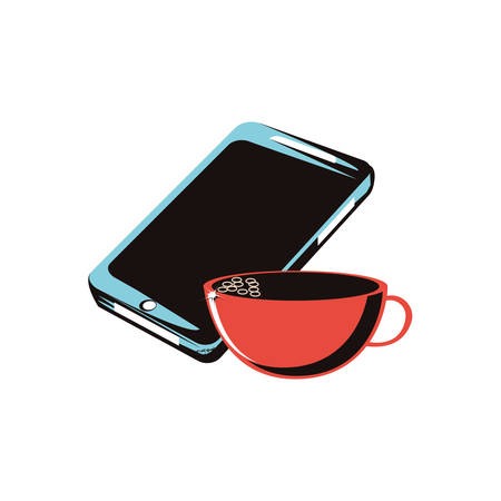 smartphone with coffee cup vector illustration designのイラスト素材