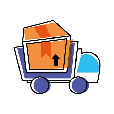 delivery service truck with box vector illustration designのイラスト素材