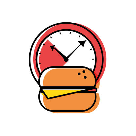 watch time with hamburger fast food vector illustration designのイラスト素材