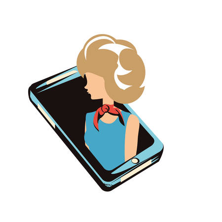 woman retro in smartphone vector illustration designのイラスト素材