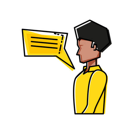 young man black with speech bubble vector illustration designのイラスト素材