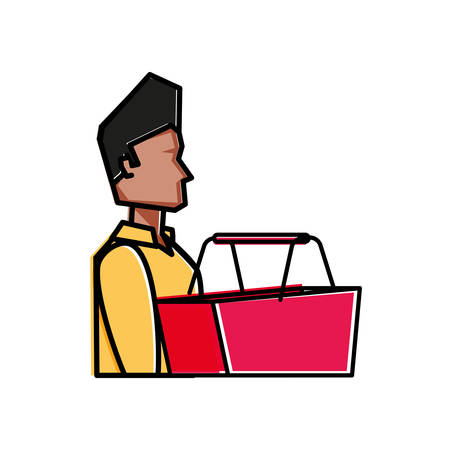 young man with basket shopping vector illustration designのイラスト素材