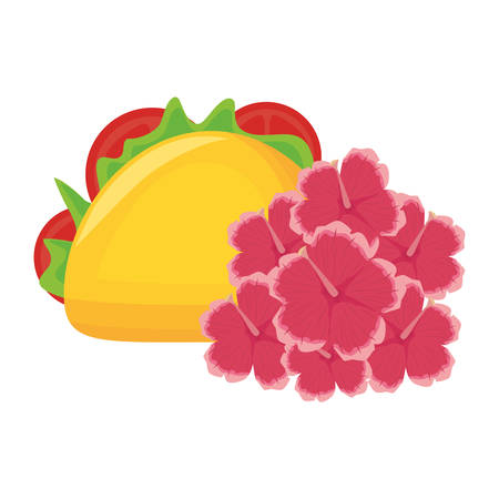 taco and flowers day of the dead vector illustrationのイラスト素材