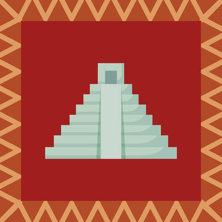 pyramid structure mexican culture traditional poster vector illustrationのイラスト素材