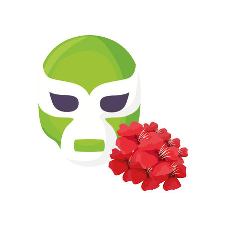 mask and flowers day of the dead vector illustrationのイラスト素材