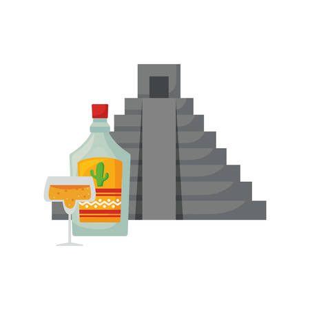 pyramid tequila drink cup day of the dead vector illustrationのイラスト素材