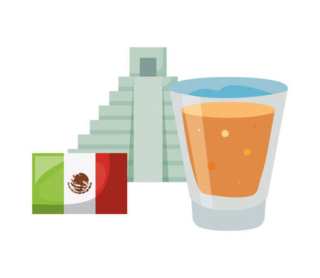 pyramid flag and tequila shot day of the dead vector illustrationのイラスト素材