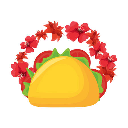 taco food flowers day of the dead vector illustrationのイラスト素材